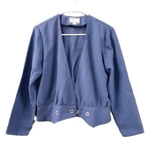 Vintage Avon Fashions Woman's Short Jacket Size 12 Blue Long Sleeves